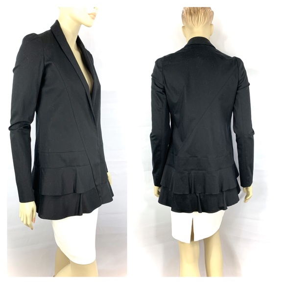 JASMINE DI MILO black cotton ruffle blazer 4 - Picture 3 of 11